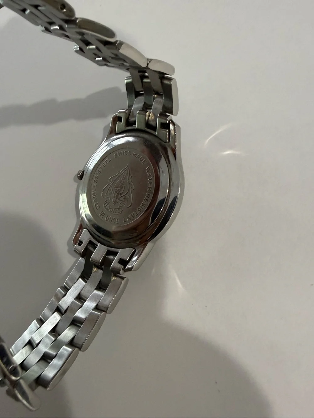 Gucci Silver Stainless Steel Watch with Black Dial vintage 90s 8”